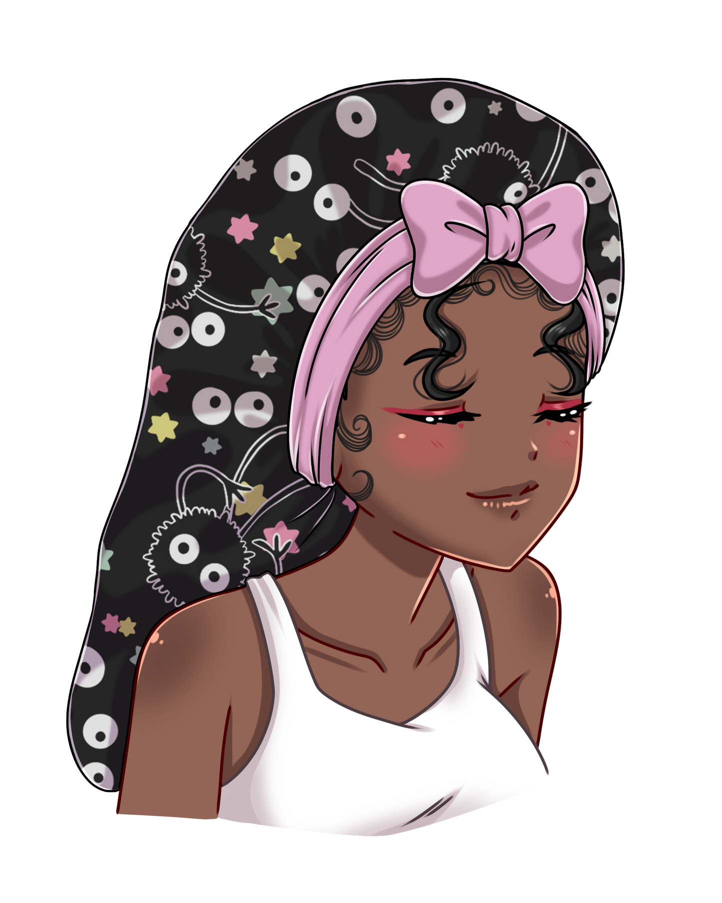 Long Soots and Stars Satin Bonnet w/ tie